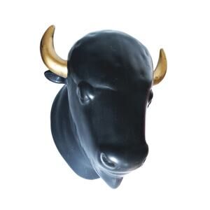 1950s-60s Vintage Retro Ceramic Buffalo Head Bust Wall Hanging